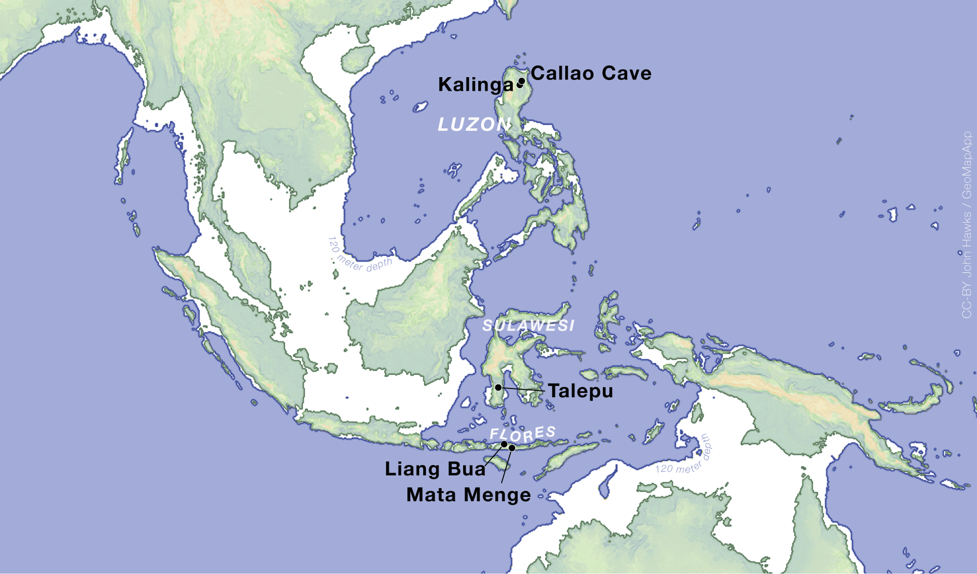 Map of island southeast Asia indicating sites discussed in the text